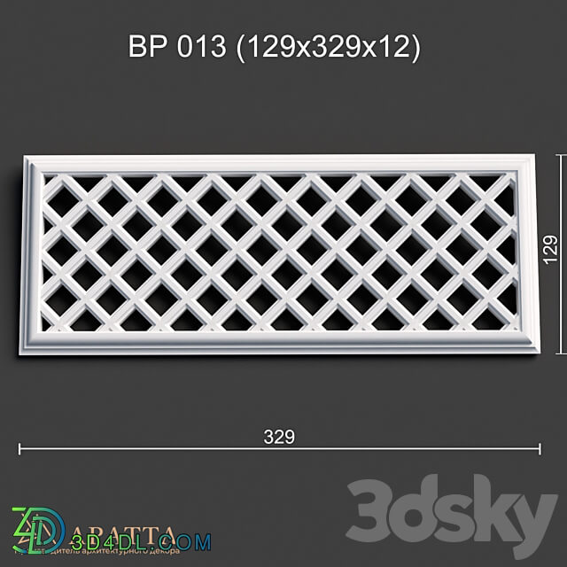 Ventilation plaster grill BP 013 129x329x12 3D Models 3DSKY