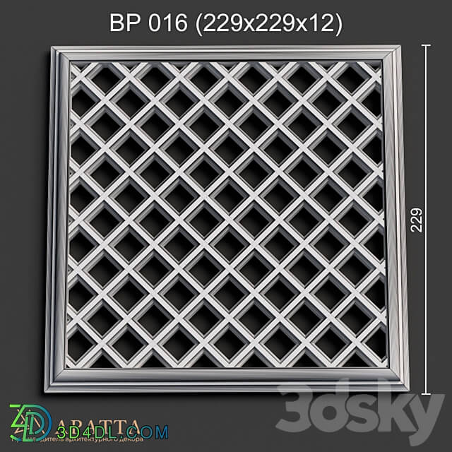 Ventilation plaster grill VR 016 229x229x12 3D Models 3DSKY