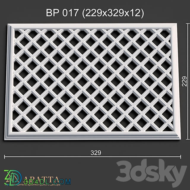 Decorative plaster - Ventilation plaster grill BP 017 _229x329x12_