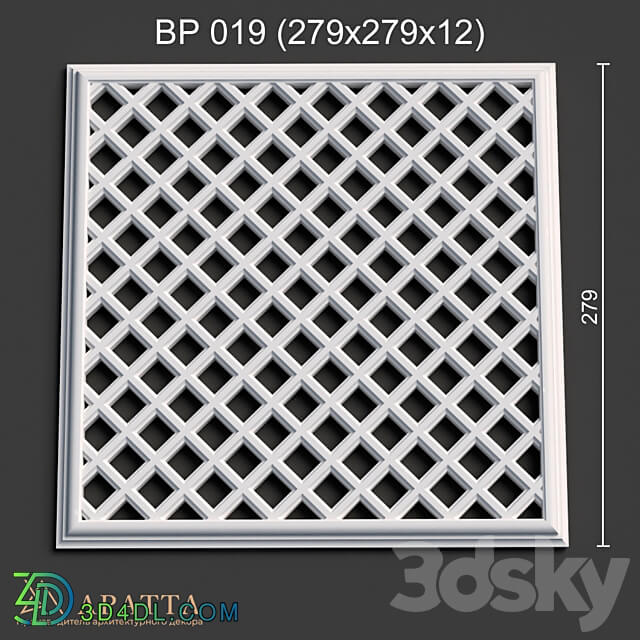 Ventilation plaster grill BP 019 279x279x12 3D Models 3DSKY