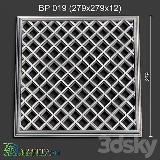 Ventilation plaster grill BP 019 279x279x12 3D Models 3DSKY