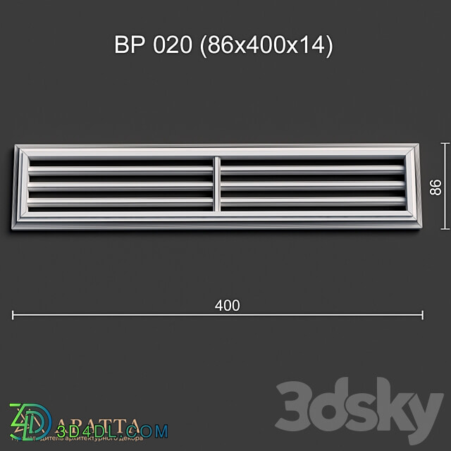 Decorative plaster - Ventilation plaster grill BP 020 _86x400x14_