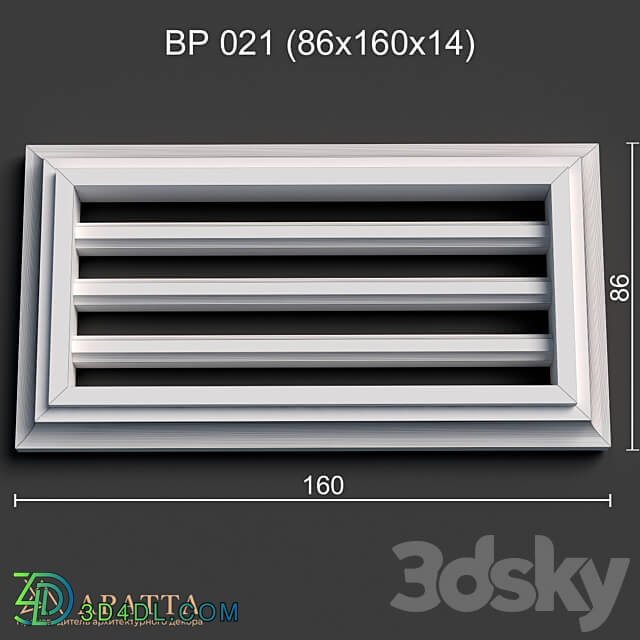 Ventilation plaster grill VR 021 86x160x14 3D Models 3DSKY