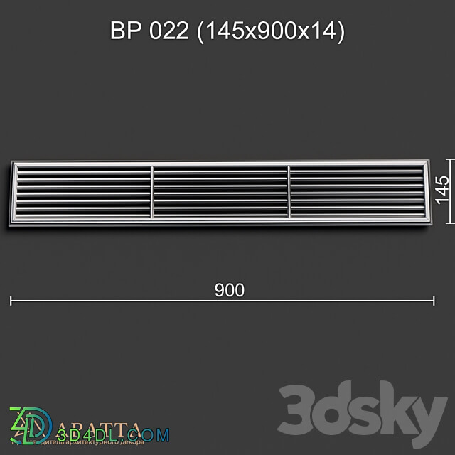 Decorative plaster - Ventilation plaster grill VR 022 _145x900x14_