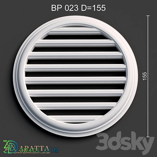 Plaster ventilation grill BP 023 D 155 3D Models 3DSKY