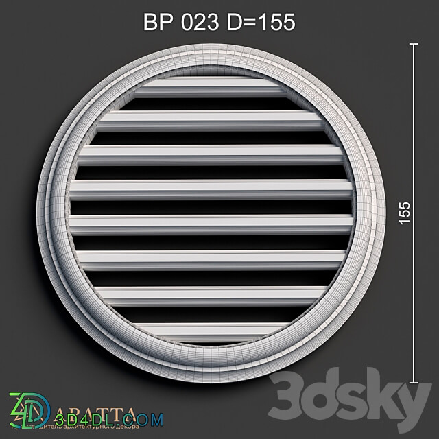 Plaster ventilation grill BP 023 D 155 3D Models 3DSKY