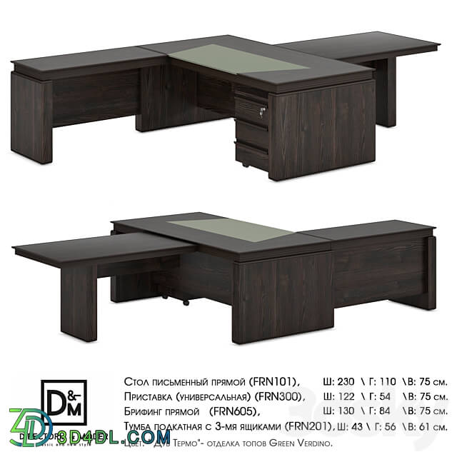 Office furniture - Om Straight table_ Attachment_ Straight briefing_ Movable curbstone with 3 drawers