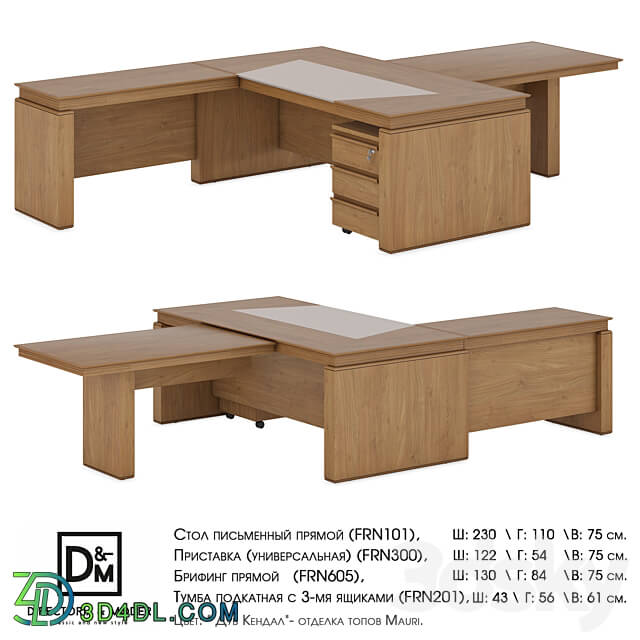 Office furniture - Om Straight table_ Attachment_ Straight briefing_ Movable curbstone with 3 drawers