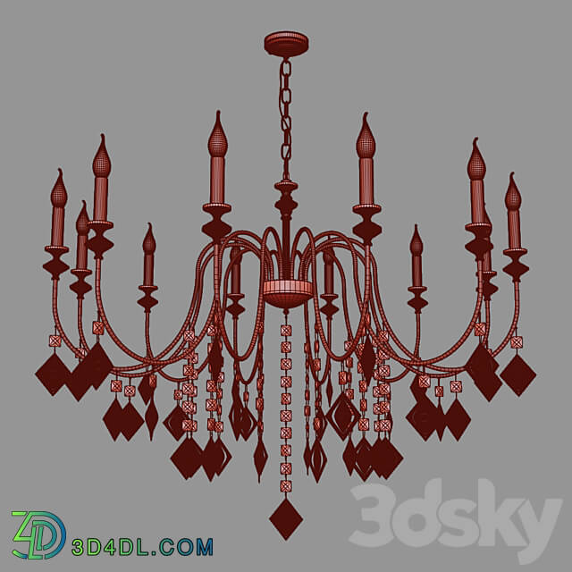 OM Hanging chandelier Eurosvet 10110 12 Telao Smart Pendant light 3D Models 3DSKY