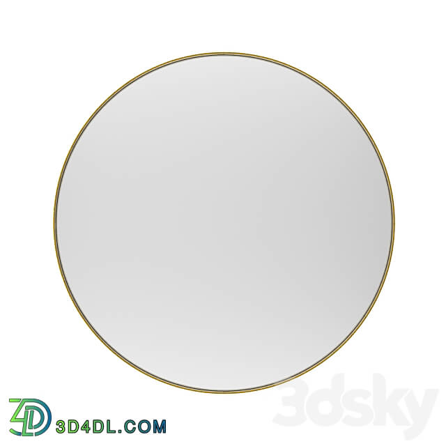 Round mirror in antique brass frame Iron Gold 3D Models 3DSKY