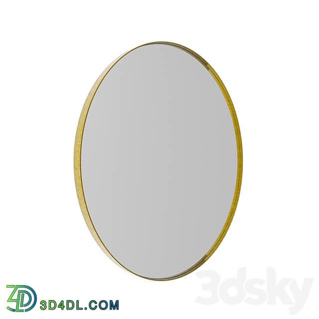 Round mirror in antique brass frame Iron Gold 3D Models 3DSKY