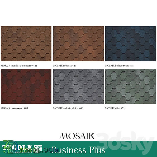 OM Seamless texture of TEGOLA shingles. BUSINESS PLUS category. MOSAIK collection Miscellaneous 3D Models 3DSKY