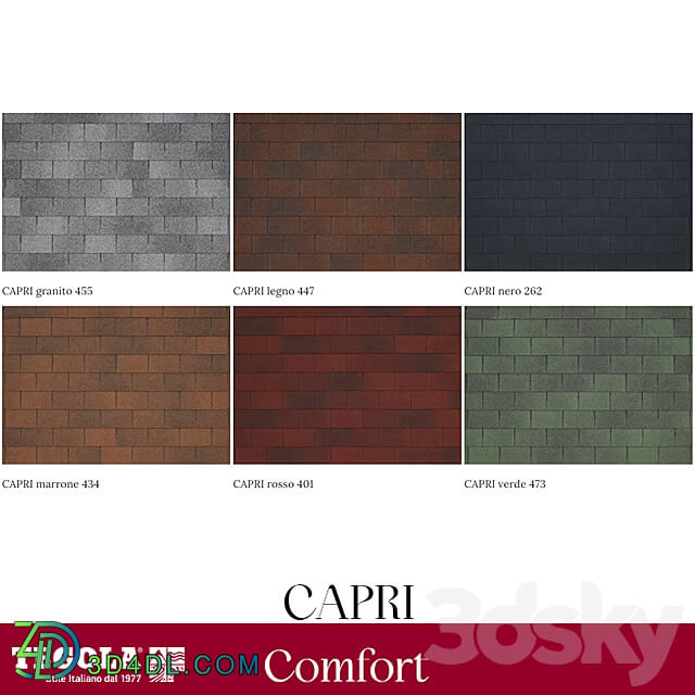 OM Seamless texture of TEGOLA shingles. COMFORT category. CAPRI collection Miscellaneous 3D Models 3DSKY