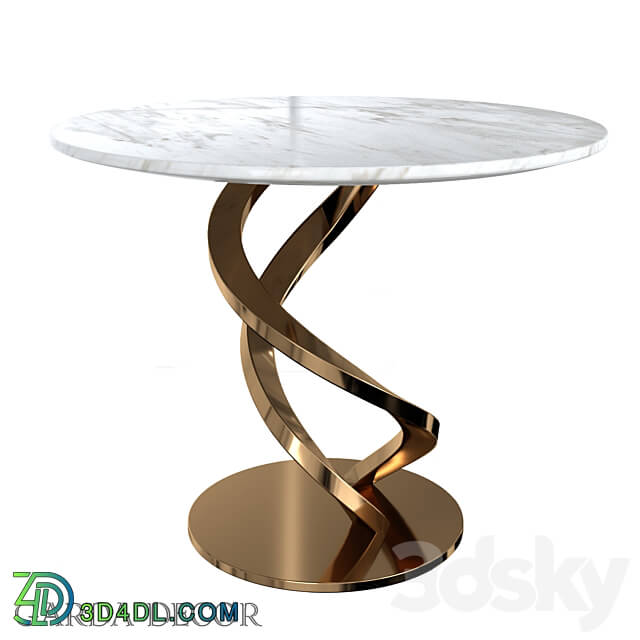 DINING TABLE WHITE EXTRA MARBLE GOLD D100CM 33FS DT10075 PG Garda Decor 3D Models 3DSKY