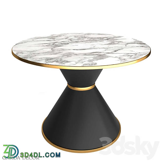 DINING TABLE ROUND ARTIFICIAL MARBLE BLACK METAL 76AR DT813 Garda Decor 3D Models 3DSKY