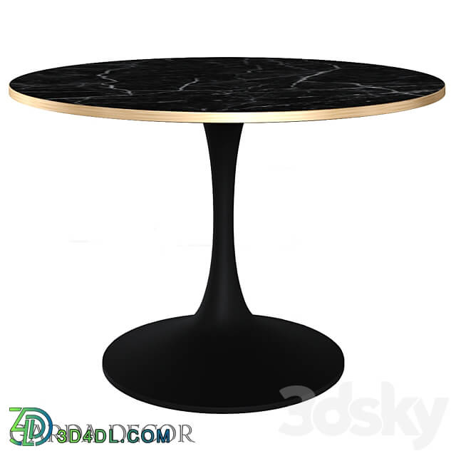 Table - Dining Table with Marble Glass 46 as Dt5042 Bl Garda Decor