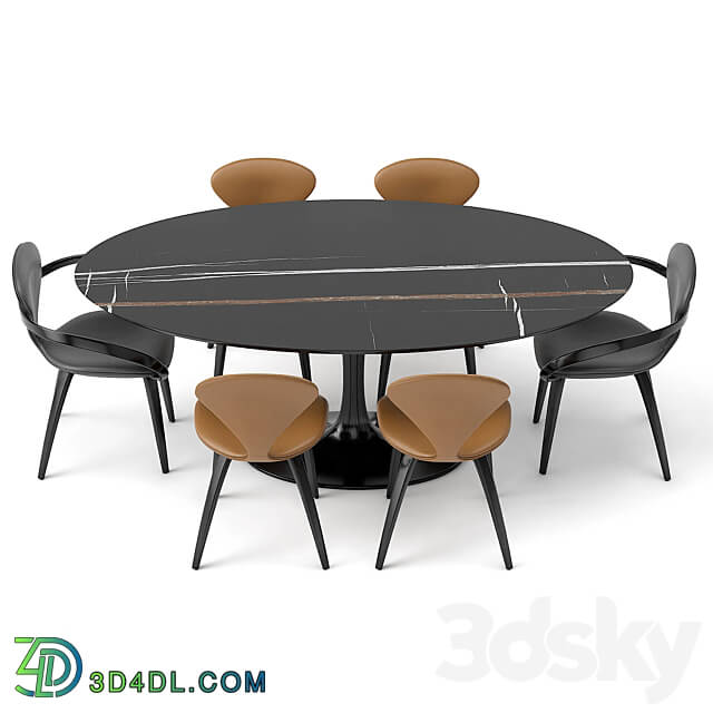 Table _ Chair - group with oval table apriori T _sahara noir_ OM