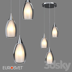 Pendant light - OM Pendant lamp with glass shades Eurosvet 50085_3 black pearl Cosmic 