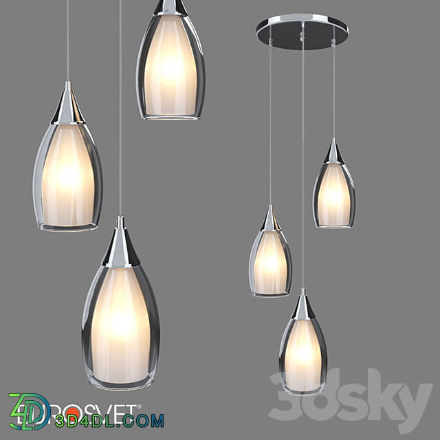 Pendant light - OM Pendant lamp with glass shades Eurosvet 50085_3 black pearl Cosmic