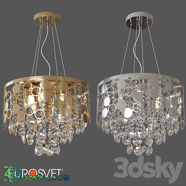 OM Hanging chandelier with Wi Fi control Eurosvet 10123 6 gold chrome Pendant light 3D Models 3DSKY