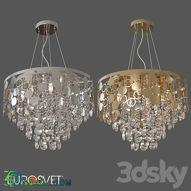 Pendant light - OM Hanging chandelier with Wi-Fi control Eurosvet 10123_8 gold _ chrome Lianna