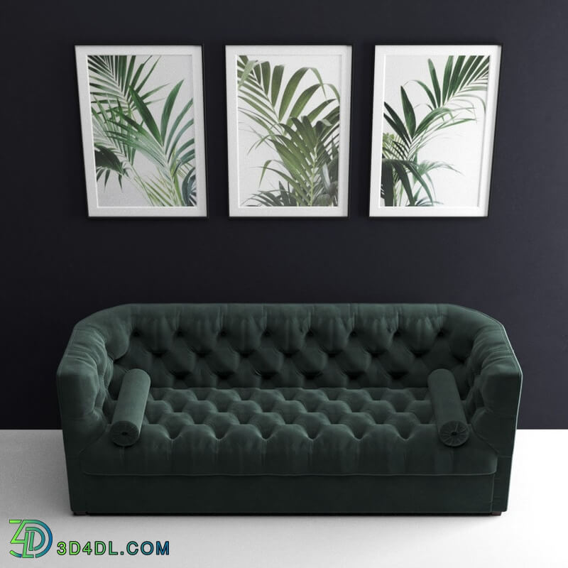 CGMood Green Velvet Chester Sofa And Frames