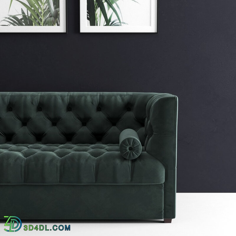 CGMood Green Velvet Chester Sofa And Frames