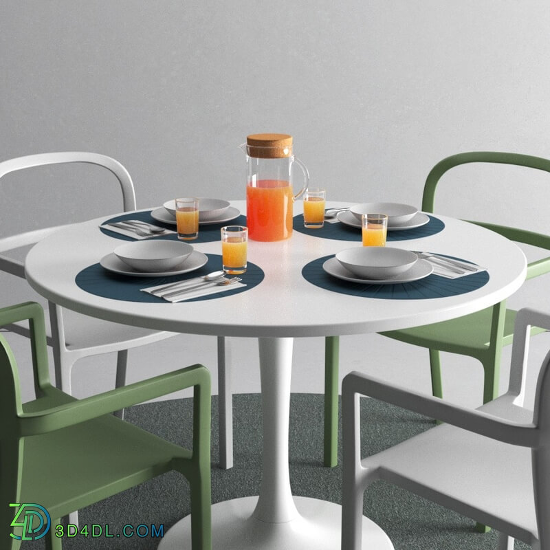 CGMood Ikea Docksta Table And Ypperlig Chair With Tableware