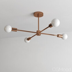 CGMood Polished Copper Modern Chandelier 4 Light 