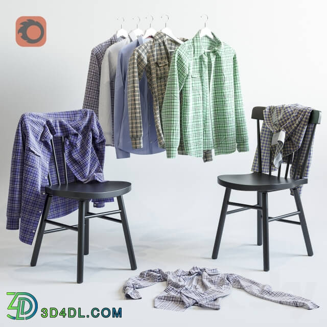 A set of men s shirts and chair IKEA NORRARYD Clothes 3D Models