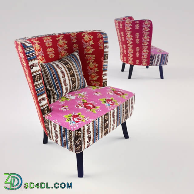 Arm chair - KARE Arm Chair Club Patchwork Red Surprise