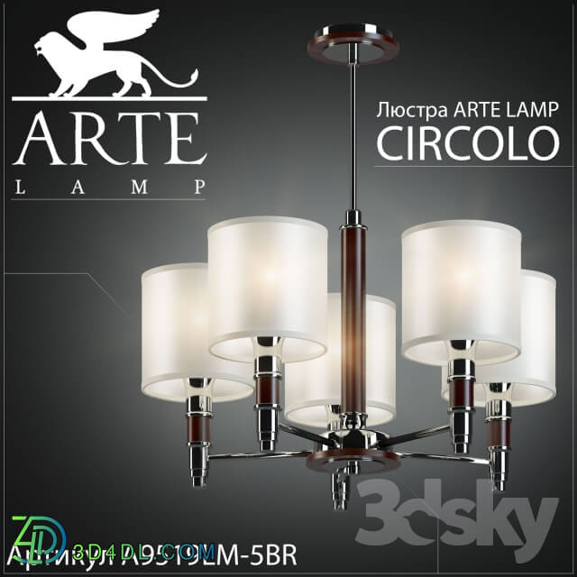 Chandelier Arte lamp Circolo A9519LM 5BR Pendant light 3D Models