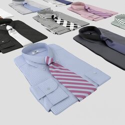 Set of shirts with tie Clothes 3D Models 