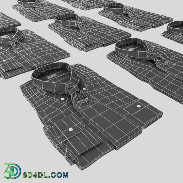 Set of shirts with tie Clothes 3D Models