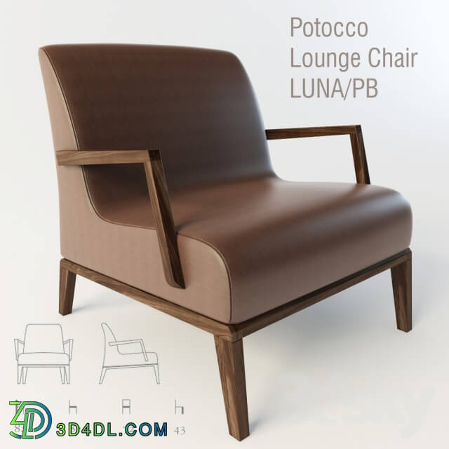 Arm chair - Potocco Lounge Chair Luna 758 PB