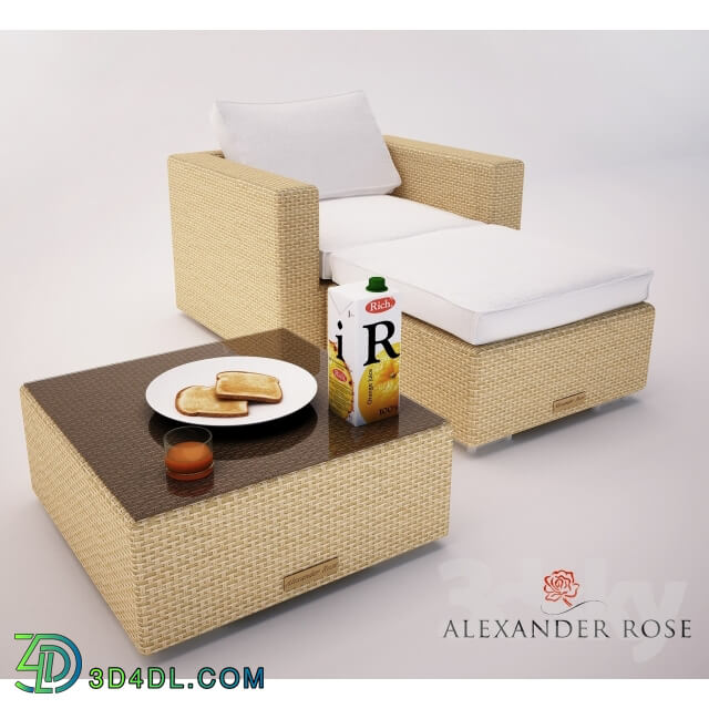 Arm chair Set of garden furniture chair ottoman table breakfast