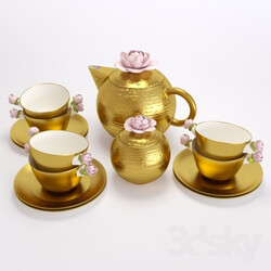 tea set Porcellane Villari gold 