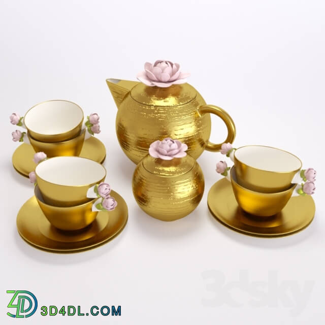 tea set Porcellane Villari gold