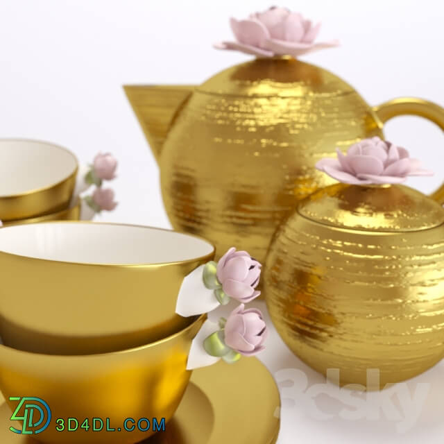 tea set Porcellane Villari gold