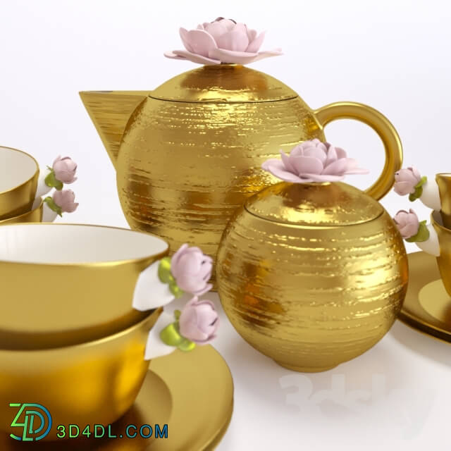 tea set Porcellane Villari gold