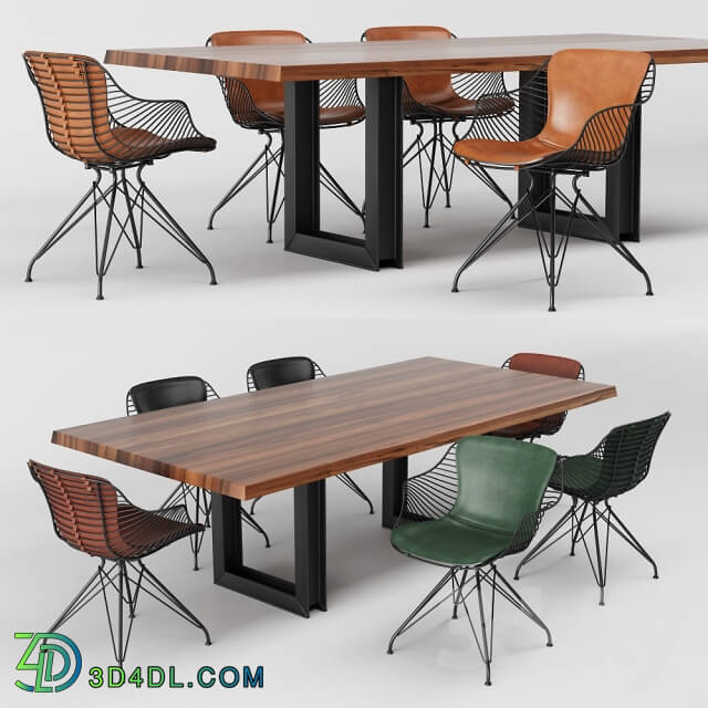 Table Chair SIGMA DRIVE Table and WIRE DINING CHAIR