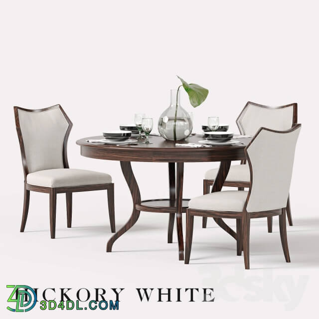 Table Chair Hickory White Halsey Side Chair and Round Dining Table