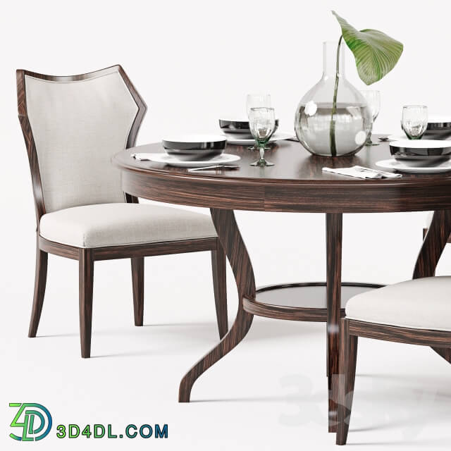 Table Chair Hickory White Halsey Side Chair and Round Dining Table