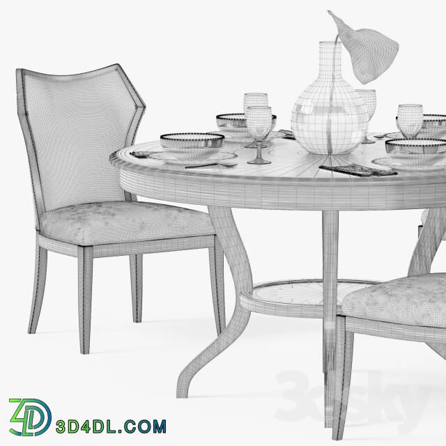 Table Chair Hickory White Halsey Side Chair and Round Dining Table