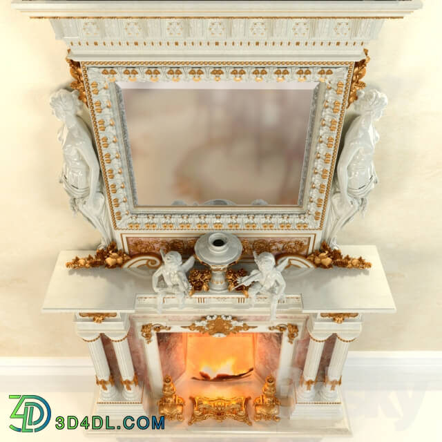 Fireplace in the Baroque style