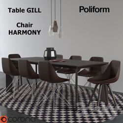 Table Chair DRSet Table GILL and Chair HARMONY 