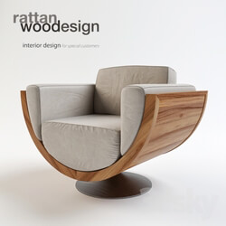 Arm chair - Rattan Wood Wave Metal 