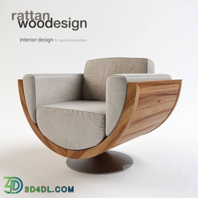 Arm chair - Rattan Wood Wave Metal