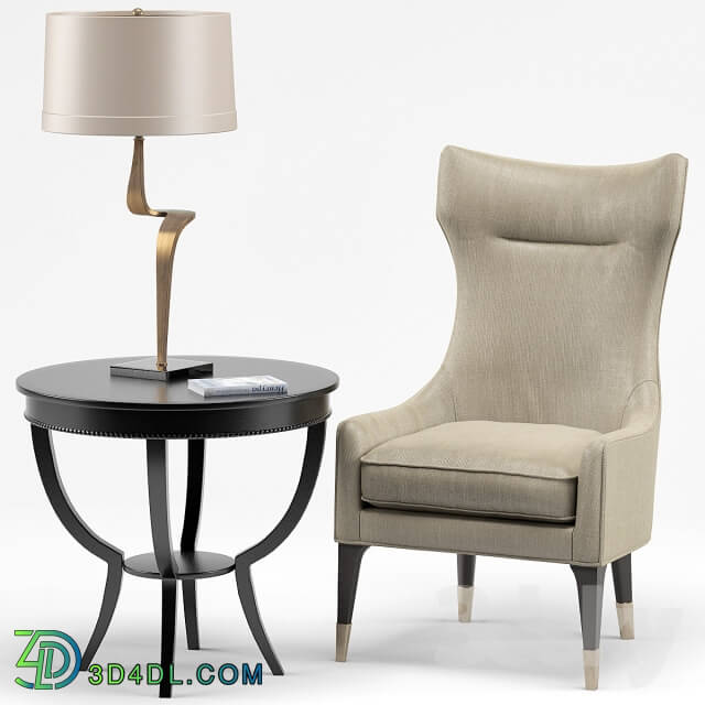 Arm chair - Gina Chair_ Thad Lamp_ Scheffield Round End Table