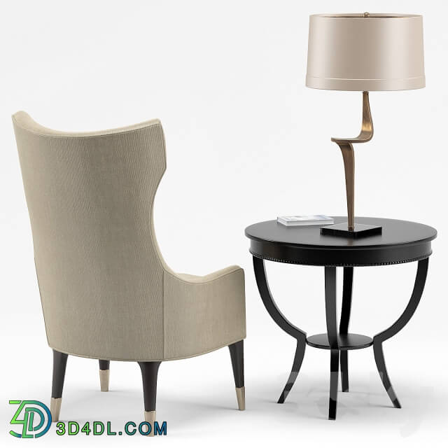 Arm chair - Gina Chair_ Thad Lamp_ Scheffield Round End Table